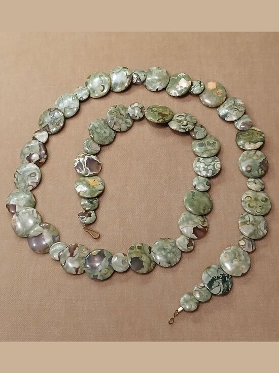 Jewelry - Vintage Rainforest Jasper Disk Necklace - 30 inches
